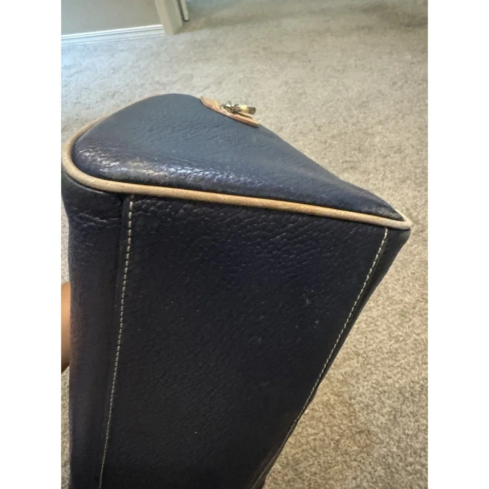 Vintage 1990s Liz Claiborne Leather Purse Small Handbag‎ Brown Blue